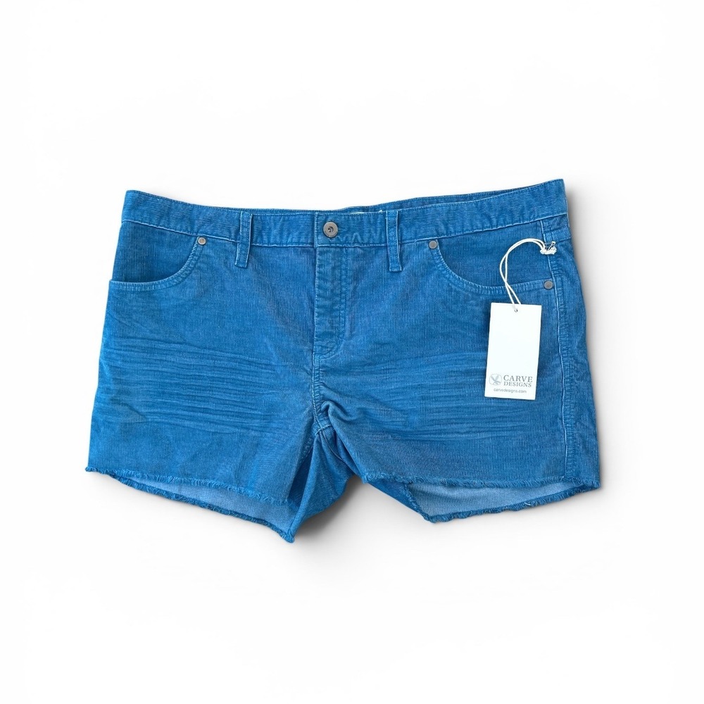 Carve Designs Oahu Short Pacifica Blue Corduroy Raw Hem Women 14 SHCR04-434-14